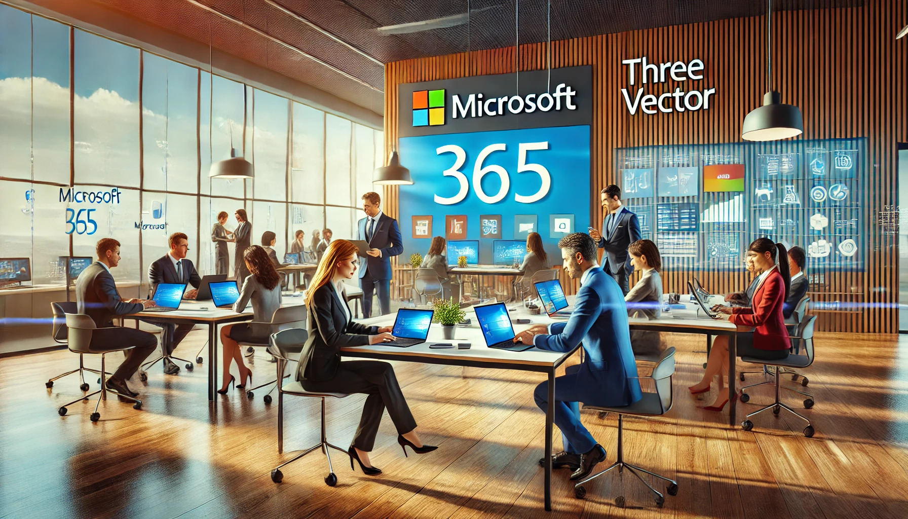 Equipo de empresa colaborando con Microsoft 365